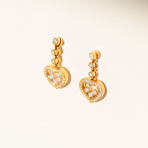 Boucles d'oreilles Chopard - Ohrstecker Happy Diamonds en or jaune 18k et diamants 58 Facettes 3285