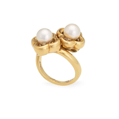 Bague 53 Jean Vitau pour Van Cleef & Arpels - Bague Trèfle Perle de Culture Or Jaune 58 Facettes 14279