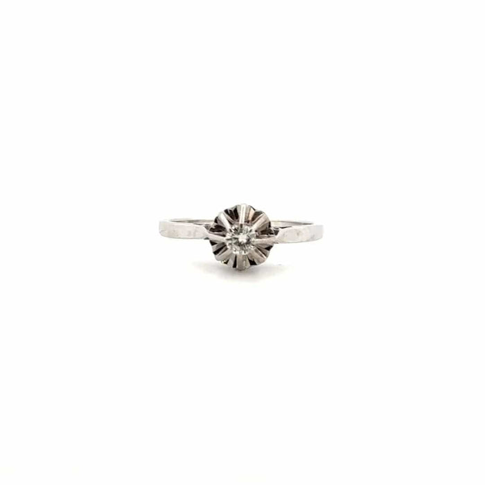 Bague 59 Solitaire or blanc diamants 58 Facettes 14-GS28846