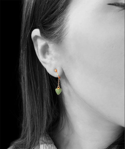 Boucles d'oreilles Boucles d'oreilles à pince en or jaune avec chrysoprase 58 Facettes