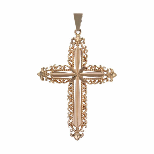 Pendentif Croix arabesques or rose 58 Facettes CVP112