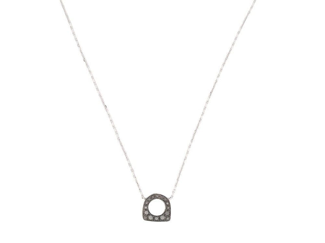 Collier collier FRED success mini etrier en or blanc & diamants noirs 58 Facettes 260186