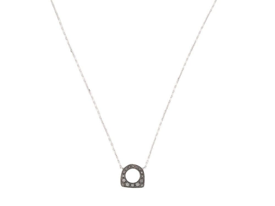 Collier collier FRED success mini etrier en or blanc & diamants noirs 58 Facettes 260186