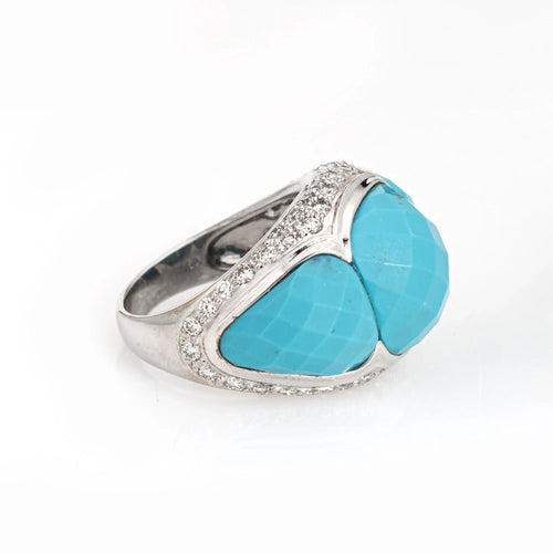 Bague 46 Bague Diamant Turquoise Or Blanc 58 Facettes G13197