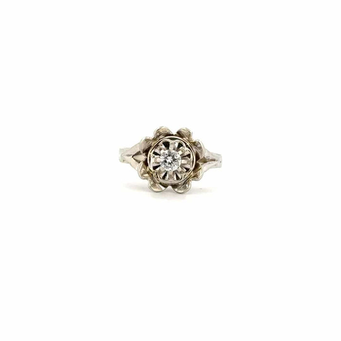 Bague 48 Solitaire Fleur Or Blanc 18k Diamant 58 Facettes 5-GSJE449-01