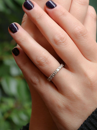 Bague 53.5 Alliance américaine en or blanc et diamants 1,7 ct 58 Facettes J53