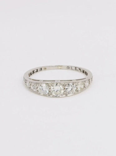 Bague jarretière ancienne en platine et diamants 1 ct 58 Facettes J203