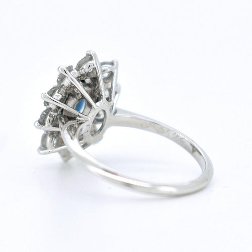 Bague Bague Marguerite Vintage en Or 18 Carats, Saphir Naturel et Diamants 58 Facettes 382