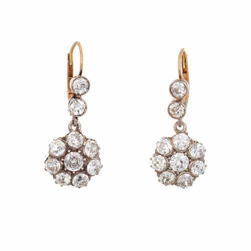 Boucles d'oreilles Boucles d'oreilles pendantes en or 14 carats avec diamants de 2,50 ct et pierres précieuses de style victorien antique 58 Facettes G13932