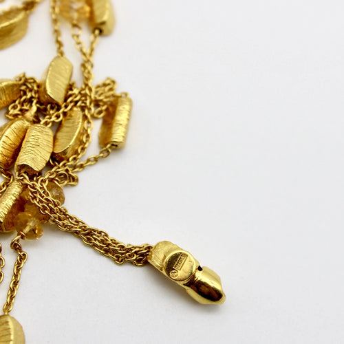 Collier Collier multi-rangs briolette lingot d'or et citrine 58 Facettes