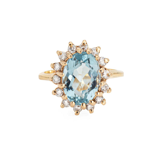 50 Bague diamant aigue-marine 4,50 ct vintage 58 Facettes G13369