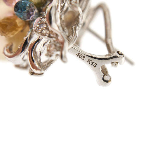 Boucles d'oreilles Boucles d'oreilles perles pierres de couleur et diamants 58 Facettes 30438