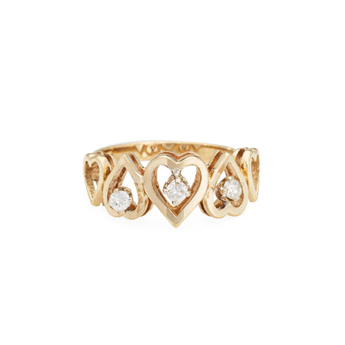 Bague 53 Bague Coeur Diamant Vintage Or Jaune 58 Facettes 15433