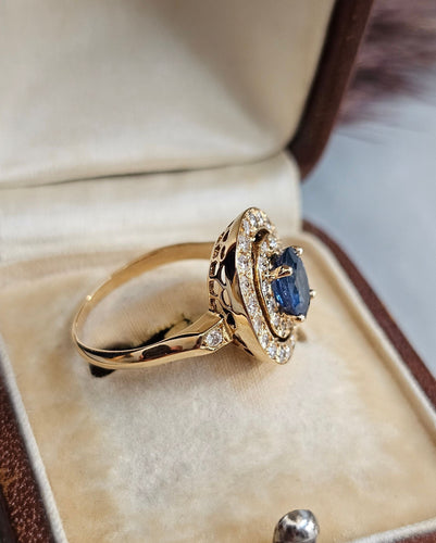 Bague 51 Bague or rose, Saphir, Diamants 58 Facettes 528