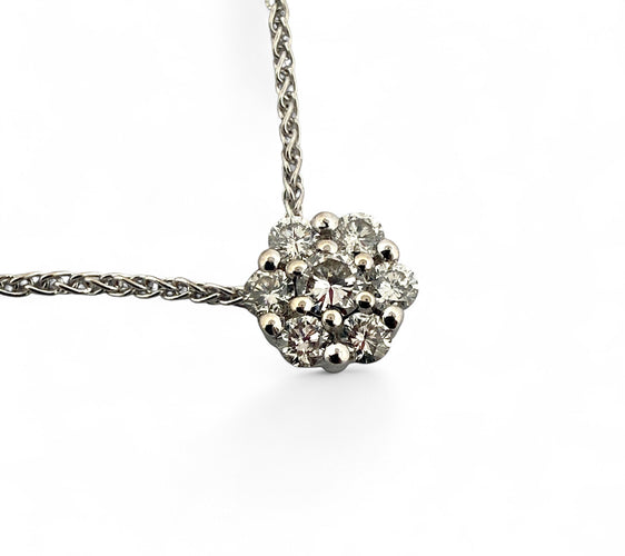 Collier Chaîne et pendentif marguerite en or et diamants 58 Facettes