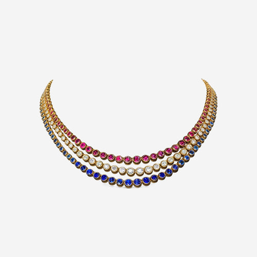 Collier Collier saphir, rubis et diamant 58 Facettes 22689