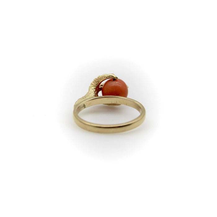 Pearl and golden salmon coral claw ring