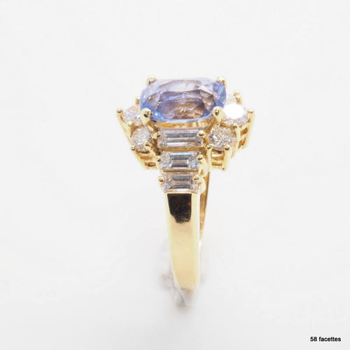 Bague 50 Bague or jaune, saphir, diamants 58 Facettes 4452