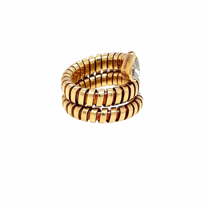 Bague Bulgari Tubogas Serpenti Diamond 18k Yellow Gold 3-Row Ring 58 Facettes