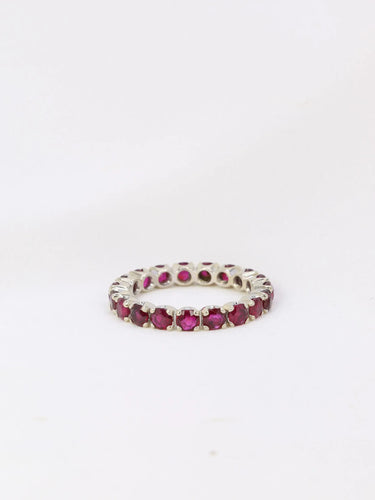 Bague Alliance américaine or blanc rubis 1,9 ct 58 Facettes J72