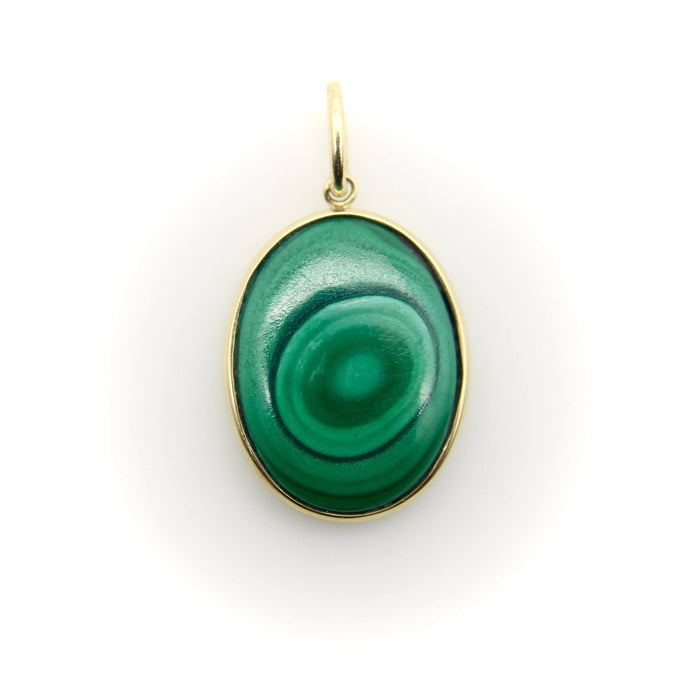 Pendentif Pendentif cercles concentriques en malachite signature dorée 58 Facettes