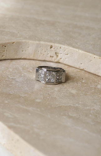 Bague 51.5 Bague Plans Art Déco platine, diamants 58 Facettes