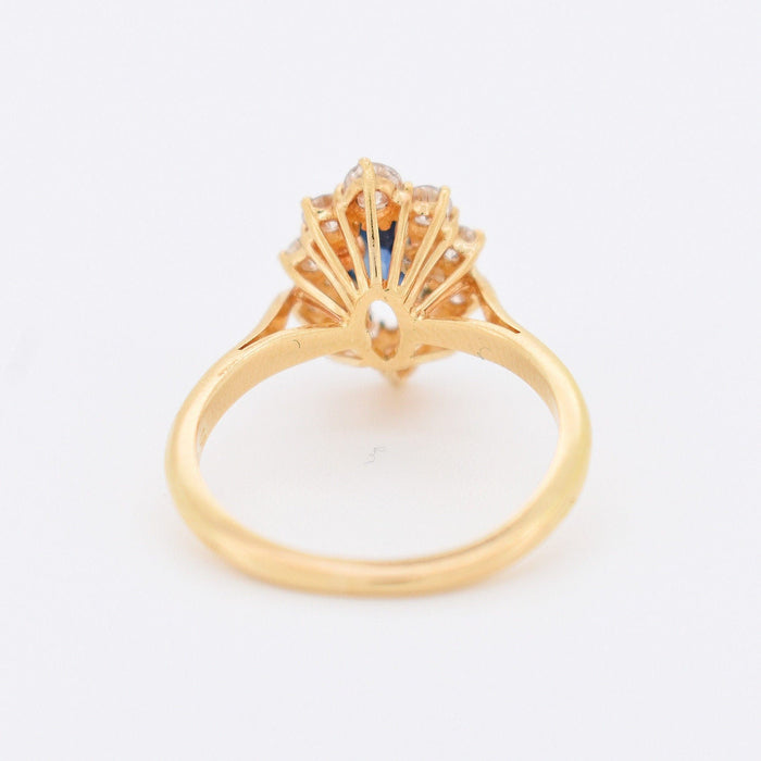 Bague Bague or jaune saphir naturel diamants 58 Facettes 321