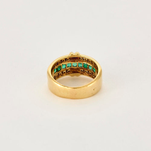 Bague 54 Bague or jaune et émeraudes 58 Facettes DIE1133