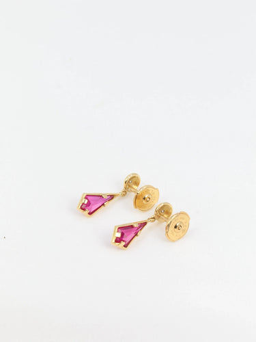 Boucles d'oreilles Paire de boucles d’oreilles vintage en or et tourmaline 58 Facettes 666