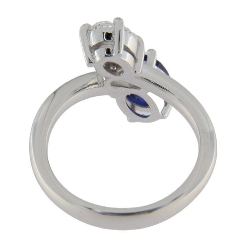 Bague 55 Bague contrarié en or blanc avec diamant et saphir D/VVS1 GIA de 1,00 ct 58 Facettes G3696