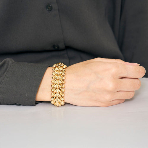 Bracelet Bracelet or jaune maille palmettes 58 Facettes LAN1313