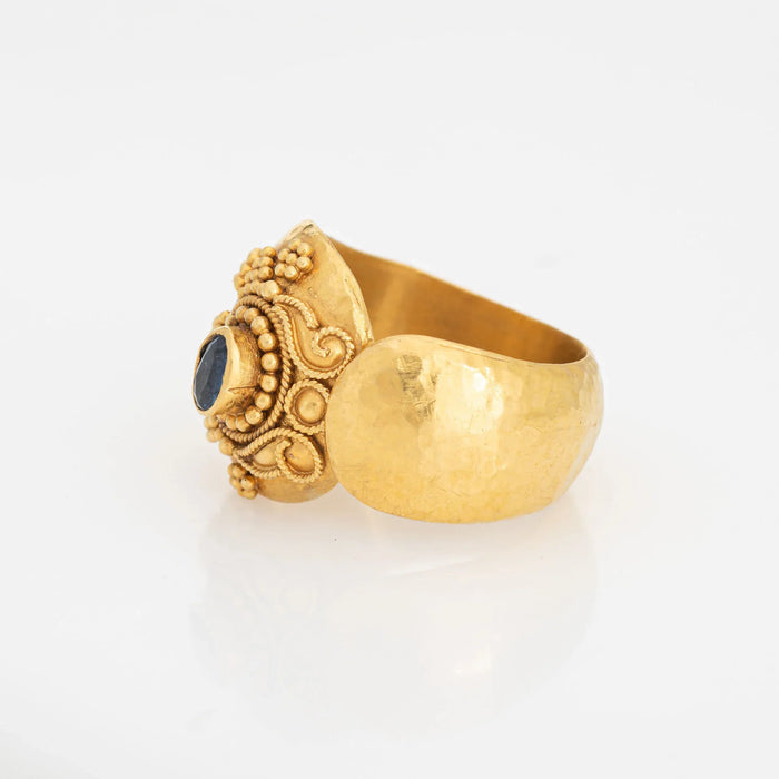 Vintage Sapphire Cuff Ring Yellow Gold