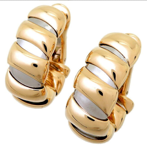 Boucles d'oreilles BULGARI - Boucles d'oreilles créoles Tubogas en or jaune et acier inoxydable 58 Facettes