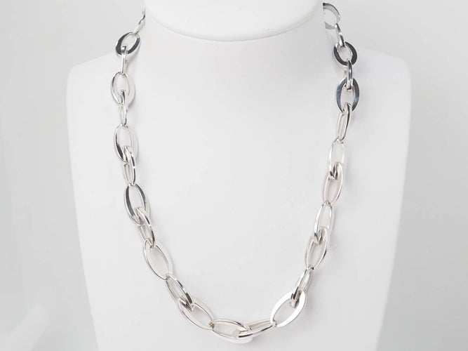 Collier Collier maille ovale en or blanc 58 Facettes 23426
