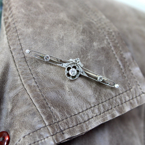 Broche Épingle à barre de diamant en or pré-révolutionnaire russe 58 Facettes