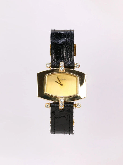 Montre BOUCHERON - Montre or jaune diamants bracelet cuir noir 58 Facettes 1000