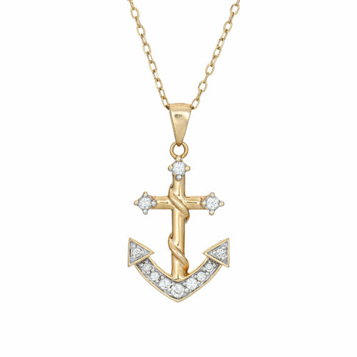 Collier Collier vintage en or jaune et diamants avec ancre 58 Facettes G14227