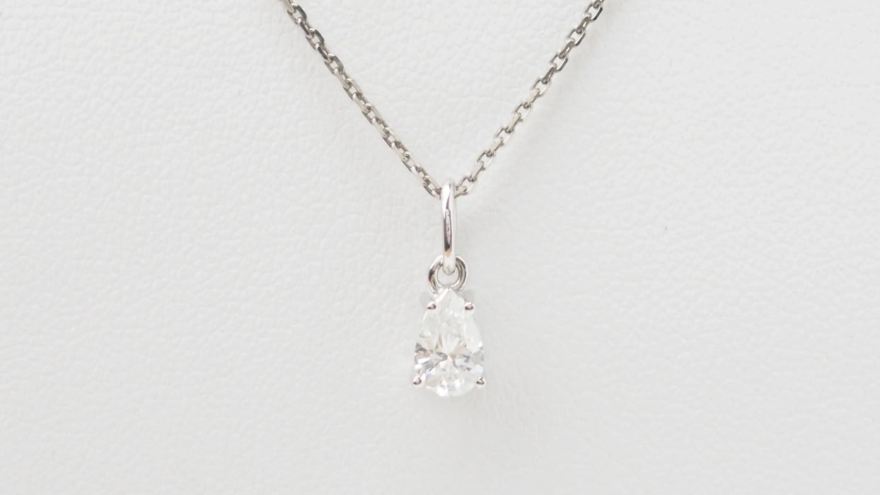 Collier Collier solitaire or blanc diamant poire 58 Facettes 32702