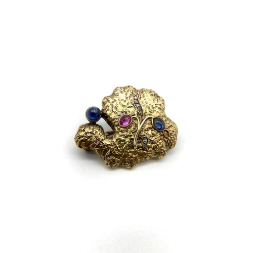 Broche Broche en or russe avec saphir, diamant et rubis biologique 58 Facettes