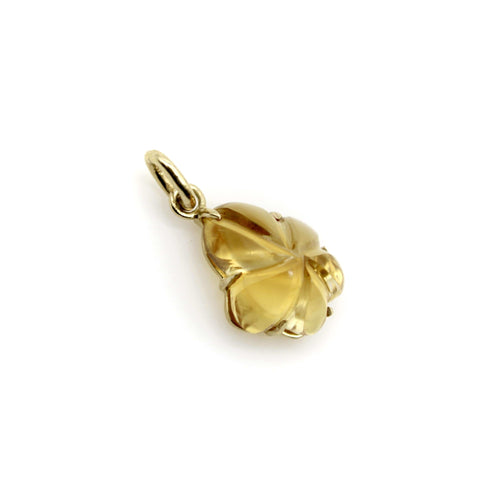 Pendentif Breloque fleur de citrine sculptée à la main en or 14 carats, signée 58 Facettes A2006W