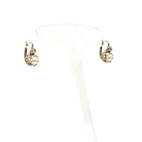 Boucles d'oreilles Petites dormeuses perles et diamants 58 Facettes REF2513-280