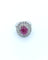 Bague 55.5 Bague Cocktail Ovale Rubis Cabochon et Diamant 58 Facettes A11146