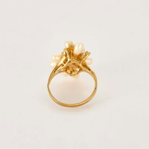 Bague 51,5 Bague or jaune, perles baroques et rubis 58 Facettes GU275