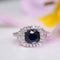 Bague 53 Bague saphir de Ceylan coussin et diamants 58 Facettes 24-152