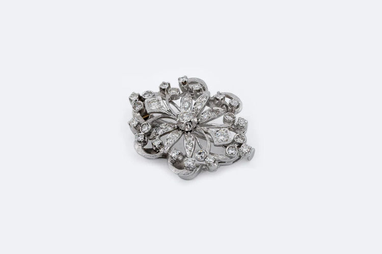 Broche Oro Bianco Spilla vintage in oro bianco con diamanti 58 Facettes spl109
