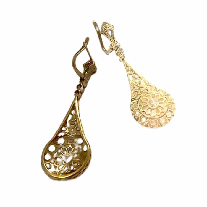 Boucles d'oreilles Boucles d'oreilles Art Nouveau or jaune diamants 58 Facettes Q102B