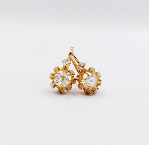 Dormeuses victoriennes or rose, diamants taille rose (circa 1880) 58 Facettes A06212