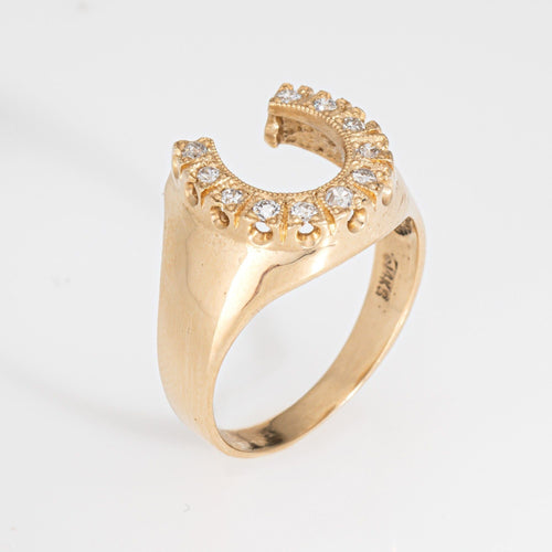 Bague 60 Bague fer à cheval vintage en diamant, bijou porte-bonheur 58 Facettes G14058