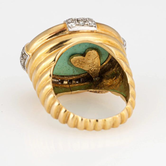 Bague 47 Bague or jaune diamant turquoise 58 Facettes G13578