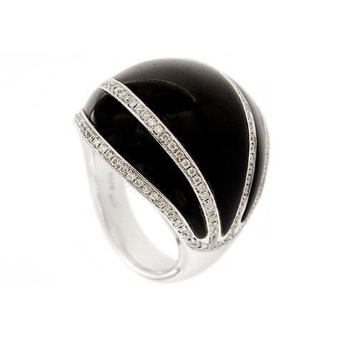 Bague 56 CHIMENTO - Bague à bande bombée avec onyx et diamants 58 Facettes 30476